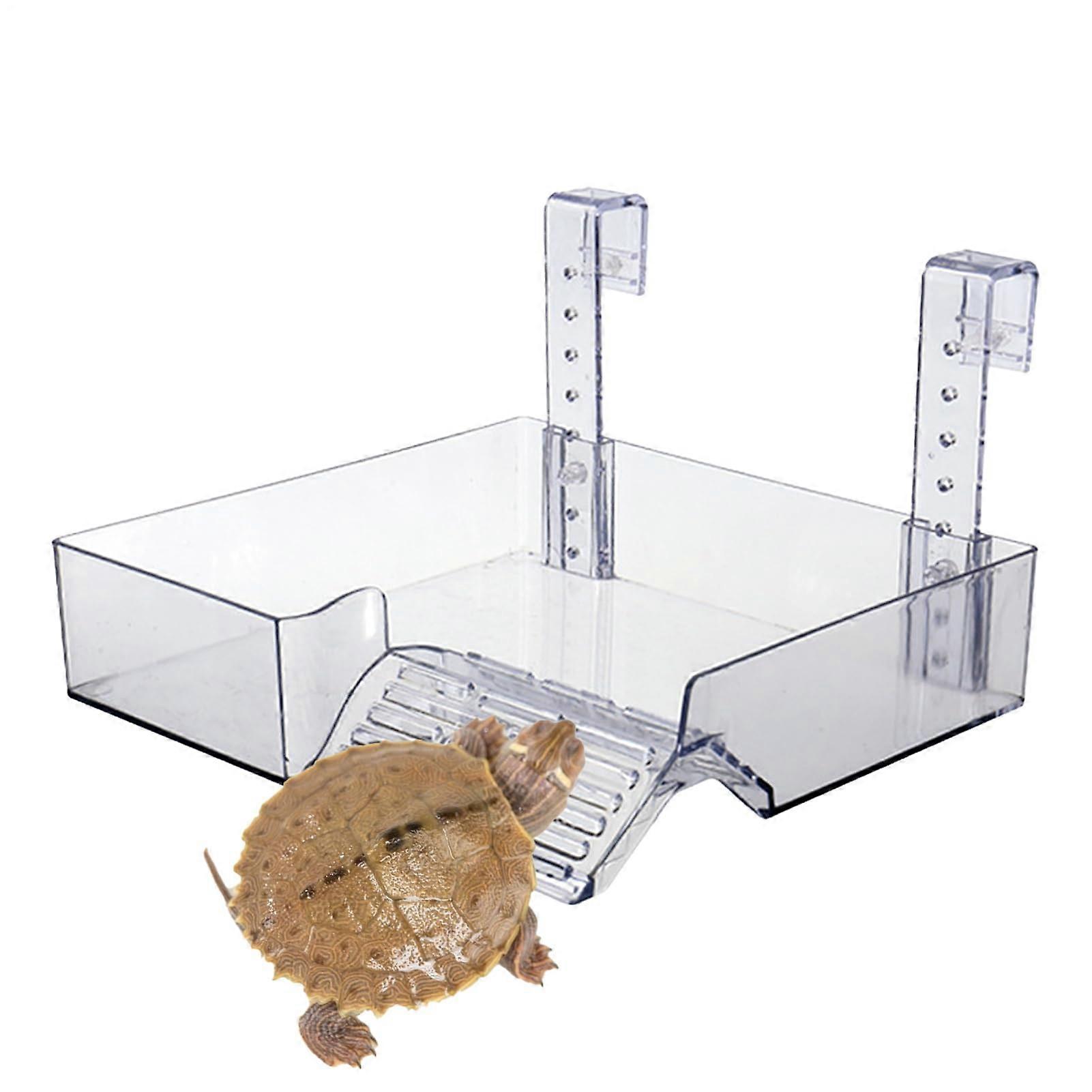 Turtle Basking Platform, Large Acrylic Reptile Floating Dock with Height Adjustable Ramp for Aquarium