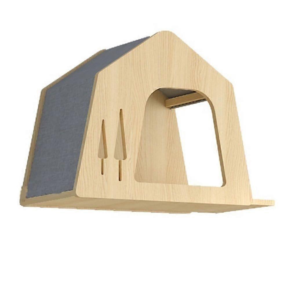Wall Mounted Wooden Cat Bed for Small Pets, SpaceSaving Elevated Sleeping Shelf