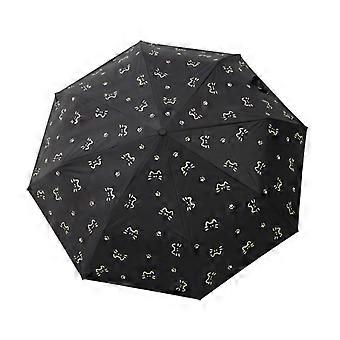 Compact Travel Umbrella Automatic Open Close Windproof 8Rib DualUse Sun Rain UV Protection