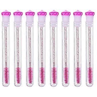 Eyelash Brush DIY Lash Wand Tubes Set for Home Use 8Pcs in Rosy Acrylic