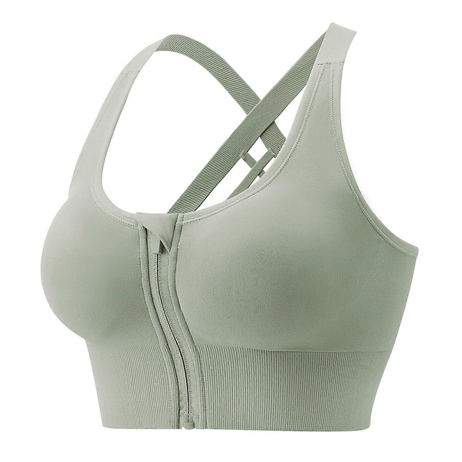 High Impact Sports Bra – Front Zipper & Racerback – for Workout & Yoga – Shockproof Support