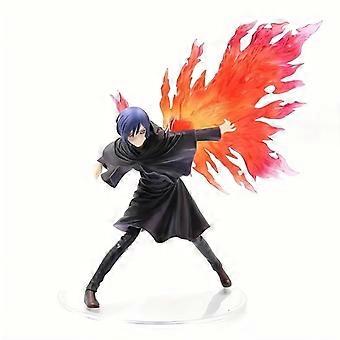Dynamic Flame Winged Battle Figure, Red Black Contrast Anime Collectible Model, Battle Pose Statue for Desktop Display