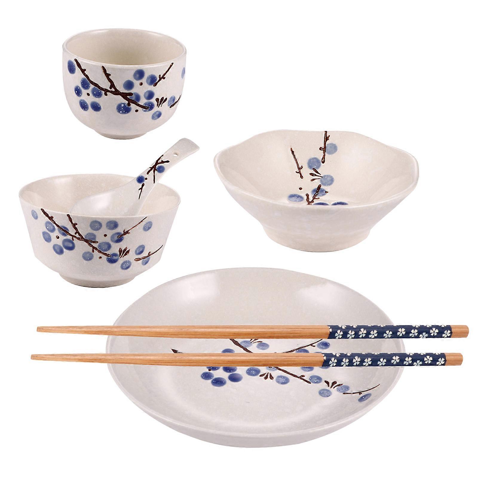 1 Set 6 Pcs Household Ceramic Tableware Japanese Style Tableware for Single