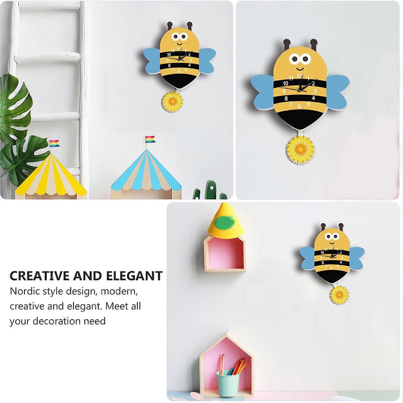 Cartoon Bee Shape Wall Clock Mute Clock Hanging Clock without Battery for Room