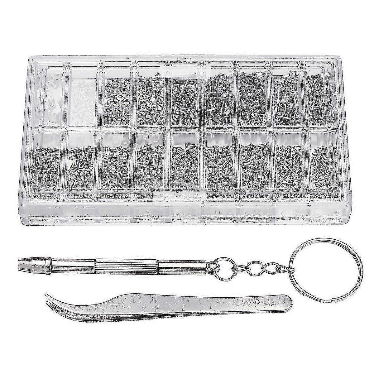 1000 Stück Brille Schrauben Mutter Sortiment + + Pinzette, Brille