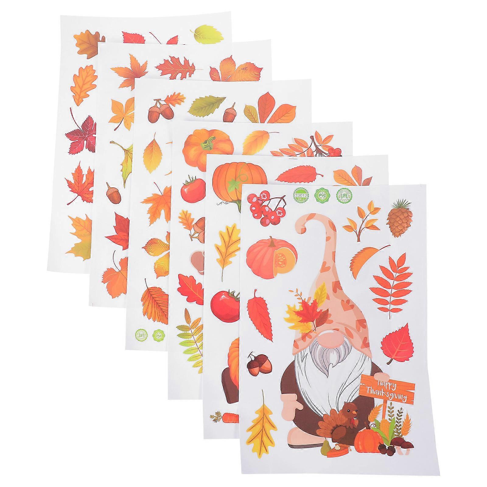 Thanksgiving Static Window Decals for Fall Decor 6 Sheets Set
