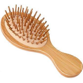 Mini paddle comb made of natural bamboo for easy hair combing, portable bamboo comb, scalp massage comb, anti-static pocket-sized wooden travel comb.
