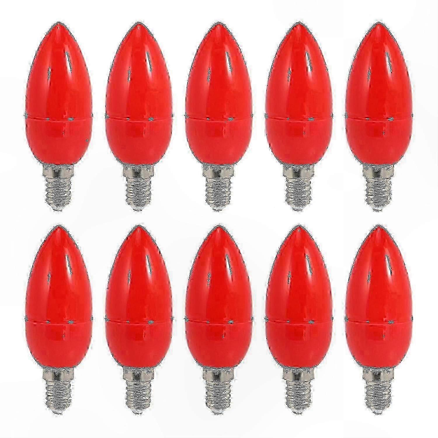 10 Pack Red LED E14 Candle Bulbs Energy Efficient