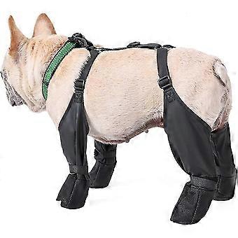 Winter Dog Boots Anti-slip, Waterproof Dog Boots With Auxiliary Strap, Dog Shoes With Rugged Rubber Sole, Anti-fall Dog Hiking Booties