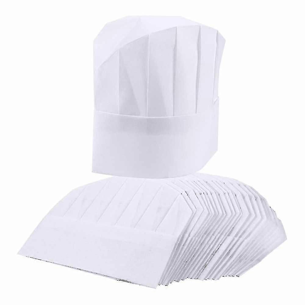Chefmützen 20er-Pack Einweg-White Chef Hauben 23cm