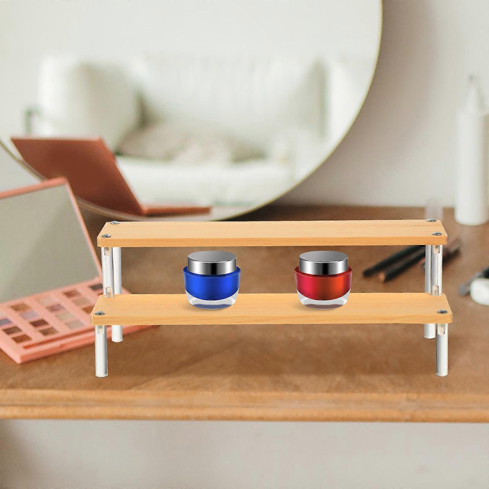 Multi-Function Display Rack for Storage 5Pcs Double Layer Cupcake Wood Shelf