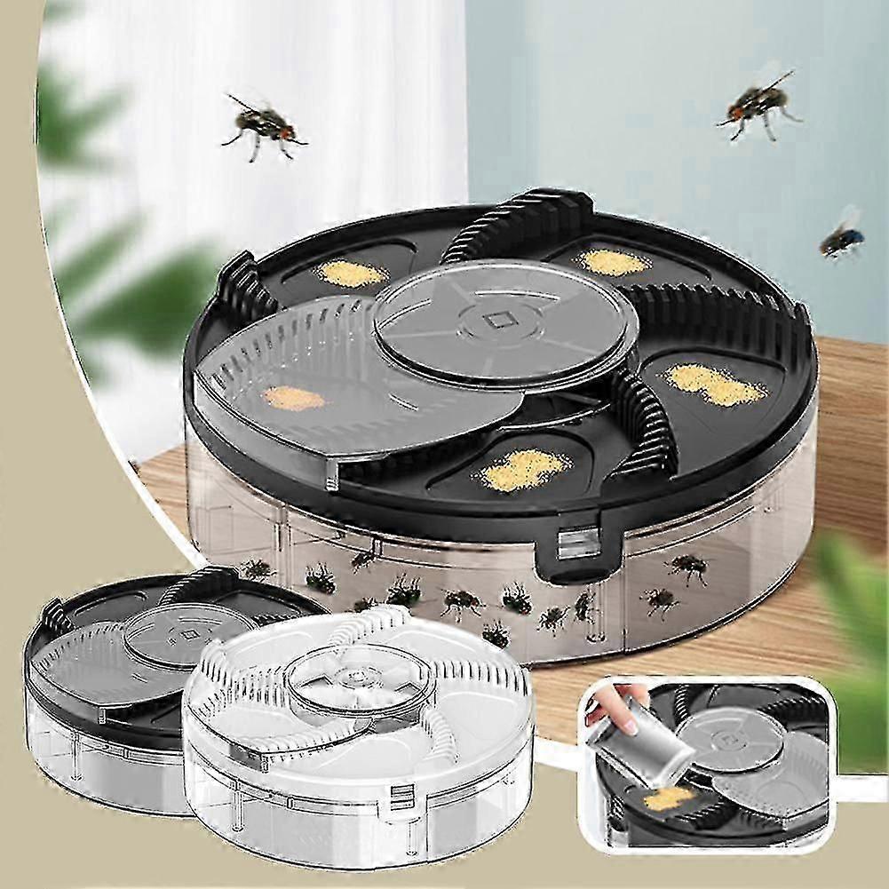Electronic insect trap for home, rechargeable automatic rotating fly catcher, compact design