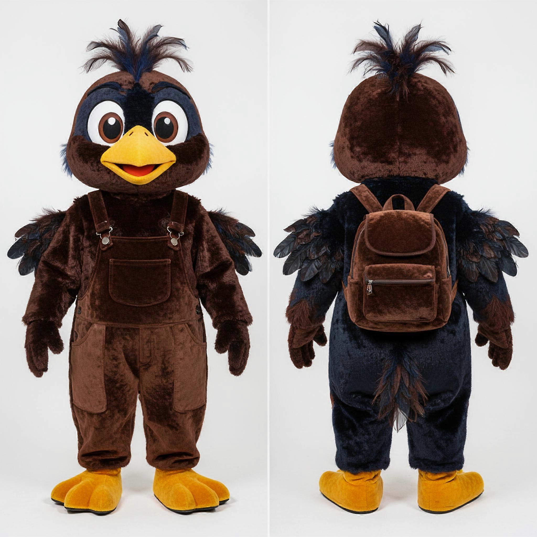 MASTICOT Chocolate Brown Feathered Blackbird Mascot