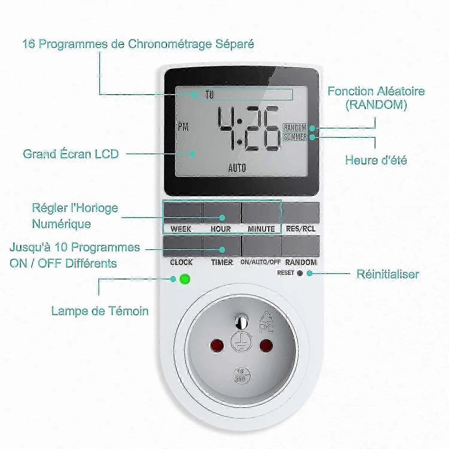 Programmable Digital Socket With Lcd Display Weekly Digital Timer 12hr/24hr/7day Power Output