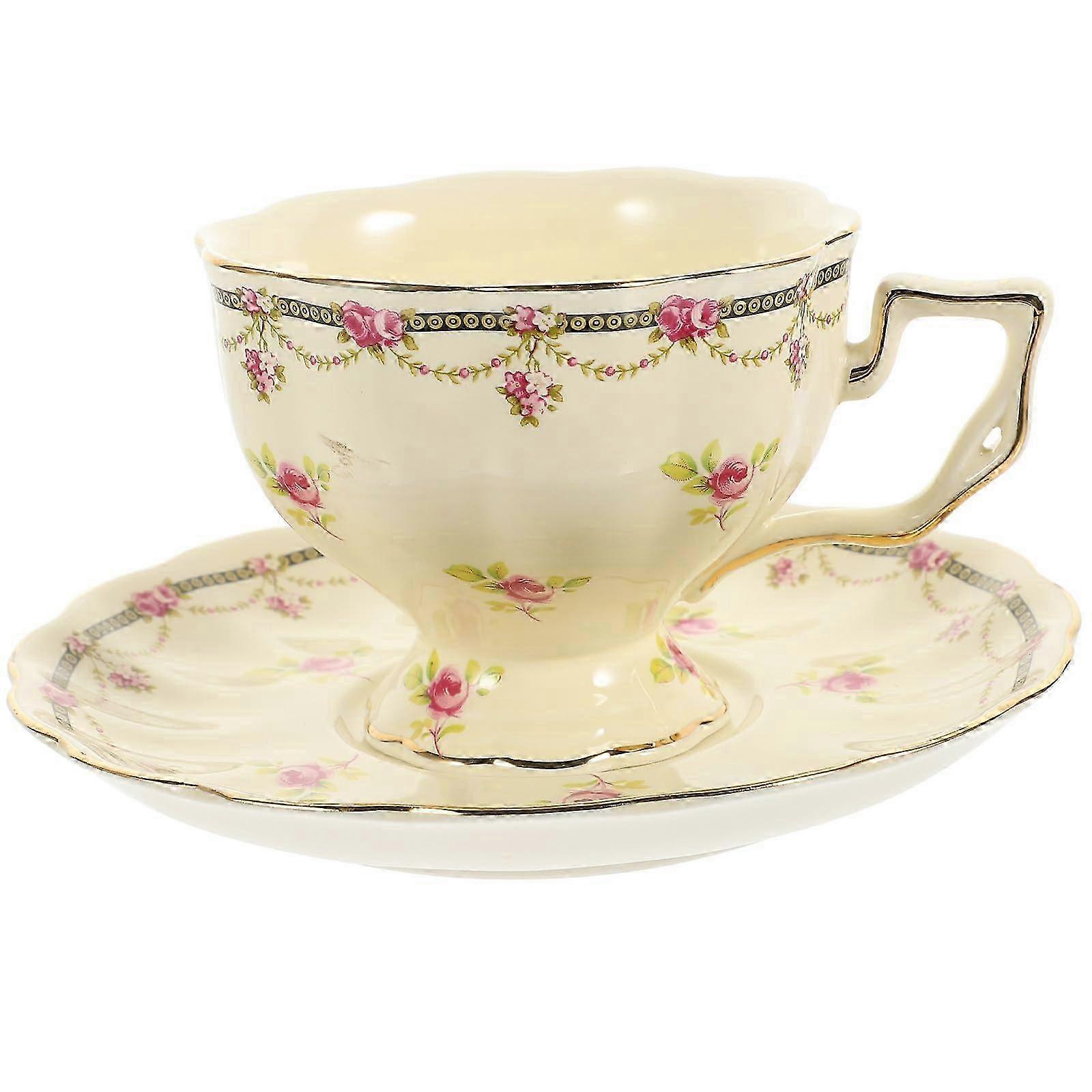 Vintage White Ceramic Coffee Cup Set