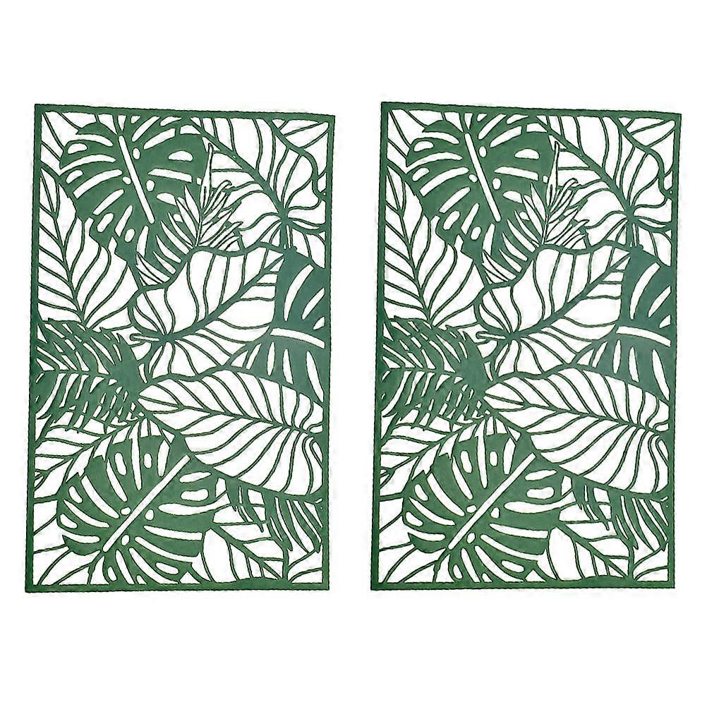 PVC Table Mat Leaf Design Insulation Rectangular Placemats for Home 2Pcs