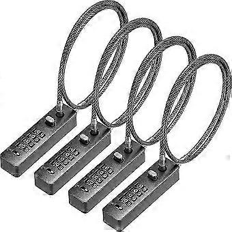 4 Pcs 23-3/5 Inch Steel Rope Cable Locks with Combination 4 Digit Resettable Security Lock compatible with Bikes Lockers