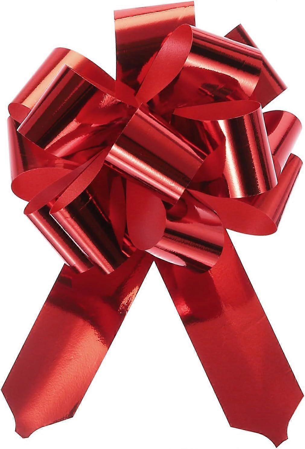 10pcs 4 Inch Metallic Large Big Pull Bow - Red for Wedding Car Baskets