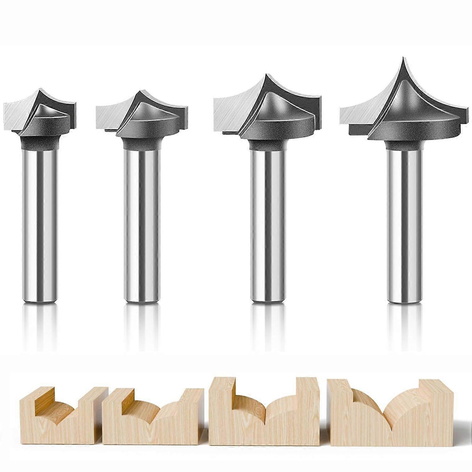 4Pcs Point Cutting Round Over Router Bit Set,1/4" Shank Corner Rounding