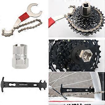 Fietsreparatiesets, fietskettingknipper, kettingmeetliniaal, cranktrekker, vliegwielverwijderaar, fietsonderdelen.