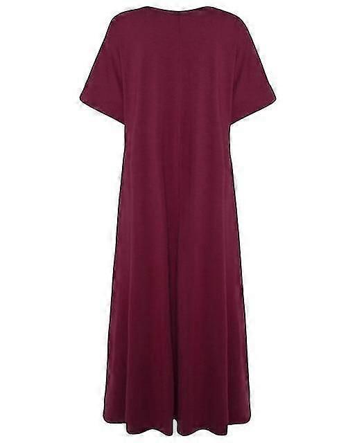 Solid Round Half Sleeve Maxi Dress