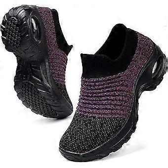 Womens Walking Shoes with Arch Support, Breathable Knit Upper, Non Slip Lightweight Slip On Sneakers for Plantar Fasciitis, Work, Travel, Nursing