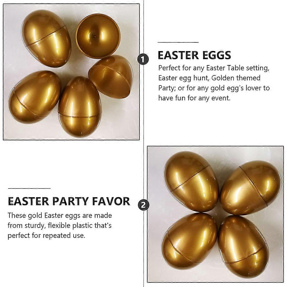 Plastic Easter Eggs Golden Empty Eggshells for Easter Party 6Pcs