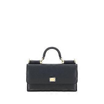 Dolce & Gabbana Black Calf Leather Bos Taurus Shoulder Bag