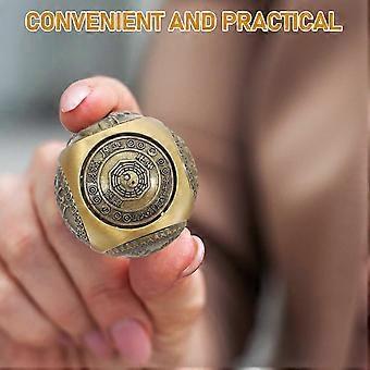 Brass Baoding Balls Hand Exercise Stress Relief Balls 2 Pcs with Six-Sided Relief, Golden Chinese Health Balls