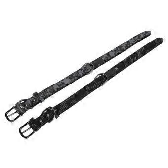 Dog Collar Camouflage Reflective Comfortable Lining with Blank ID Tag XS Black Gray Disruptive Pattern