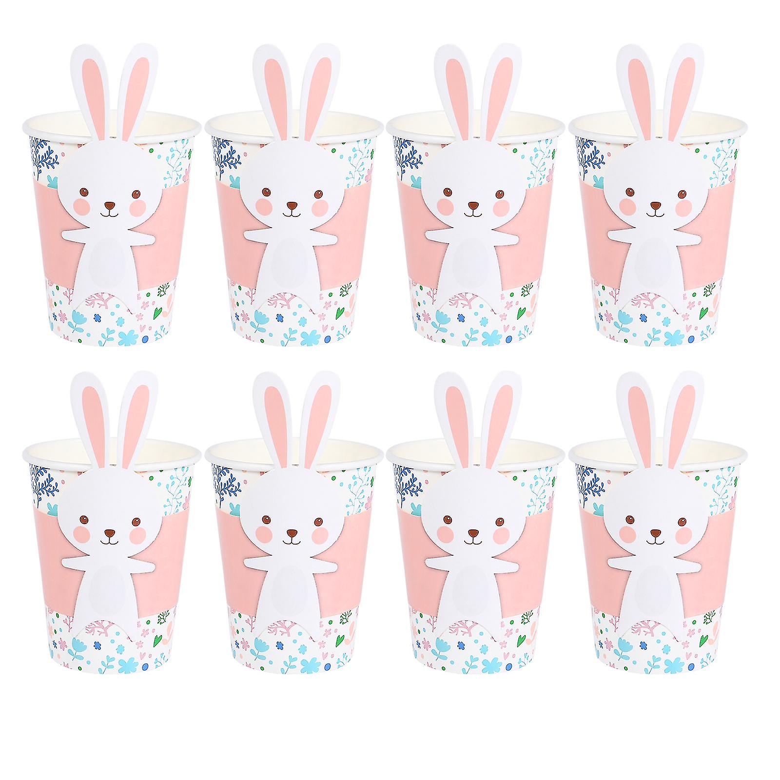 8pcs Easter Paper Tableware Disposable Paper Tableware Disposable Bunny Shape Tableware For Party Home Hotel Easter