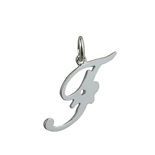 Silver 28x11mm plain Initial F Pendant