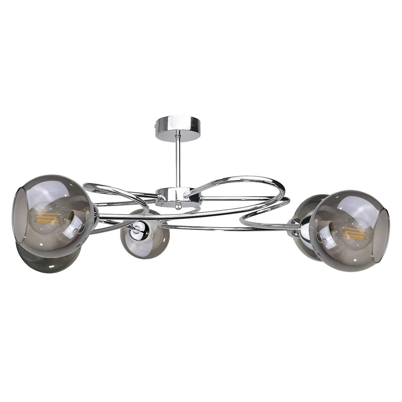 Blom Multi Arm Semi Flush Ceiling Light Silver, 65cm, 5x E27
