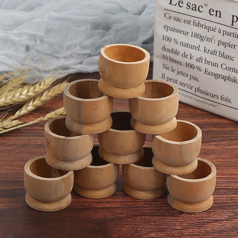 10pcs/set Ongeverfde draagbare keuken tool ei beker hout opslaghouders eier tray