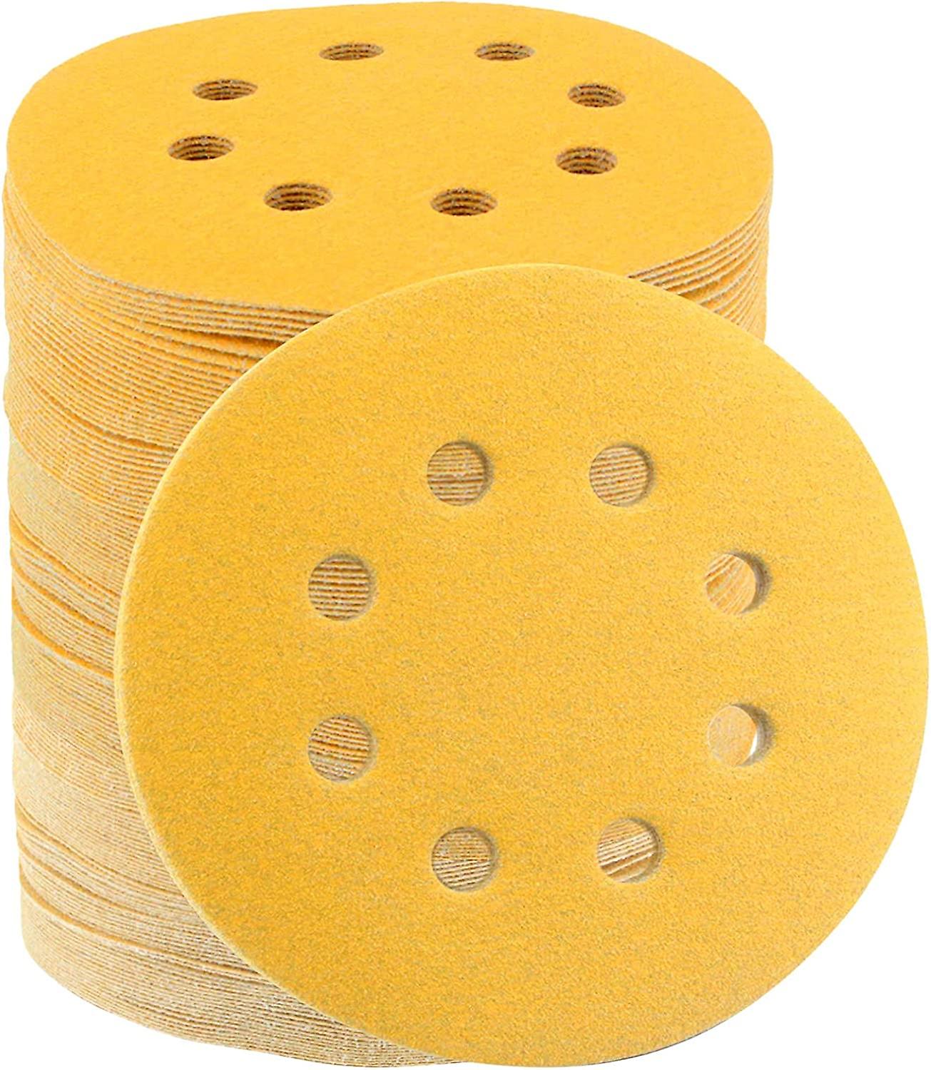 5 Inch Sanding Discs, 150 Grit Sandpaper 8 Hole Hook and Loop Sanding Pads Orbital Sander Sander Paper, 100-Pieces
