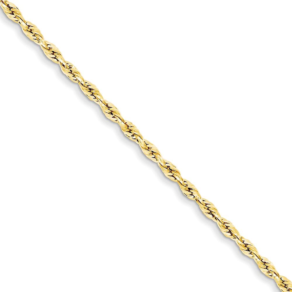 14Kイエローゴールド3.0mm半固体ロープチェーンブレスレットリンク-女性と男性のためのブレスレット - 長さ:7から8