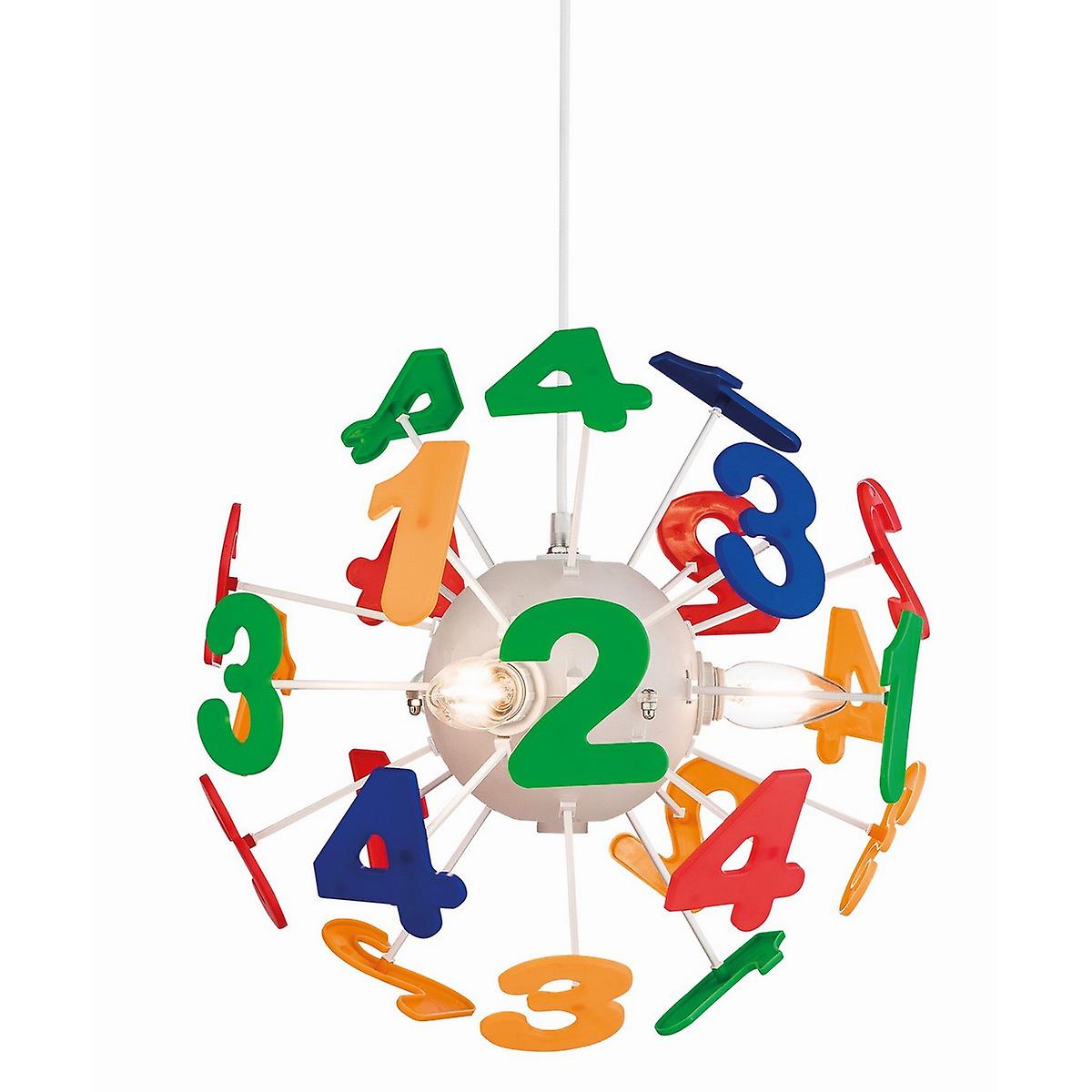 Firstlight Numbers - 4 Light Children Ceiling Pendant Multicolour, E14