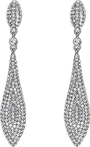 Women's Austrian Crystal Double Waterdrop Pierced Dangle Earrings