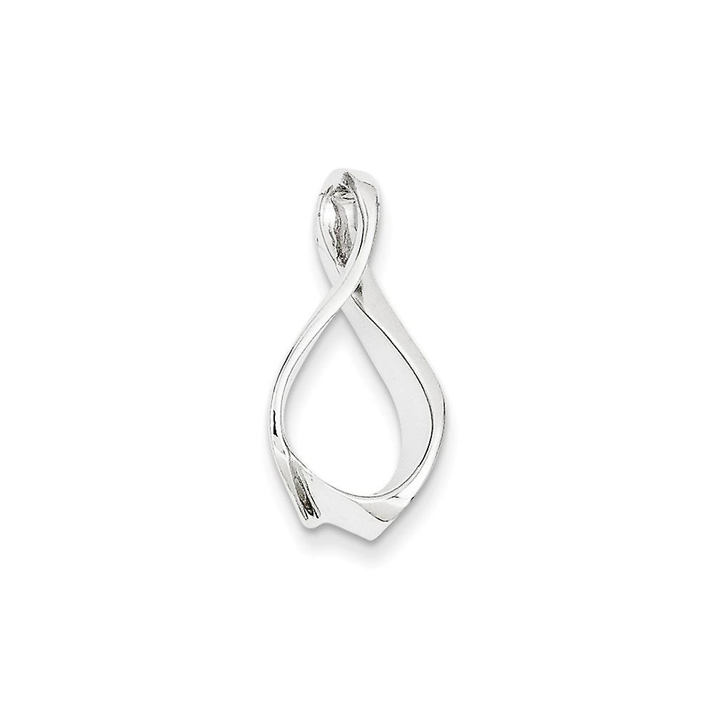 14 Karat Weißgold massiv poliert passt bis zu 2 mm Omega 3 mm Reversible-Omega Slide Pendant Halskette für Frauen