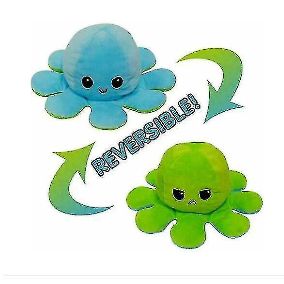Fun Double Sided Reversible Flip Cute Octopus Stuffed Animal (green)