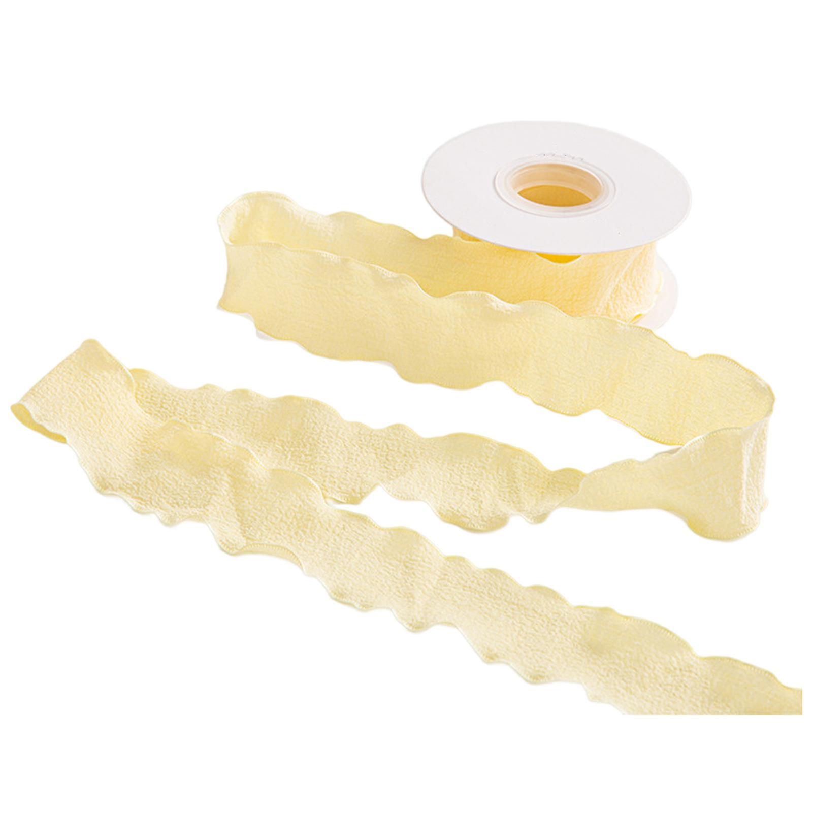 9m Ruban d’emballage Cuttable Couleur Solide Ruffled Edge Wave Webbing Handmade Bricolage Making Accessoires Cake Bouquet Flower Gift Wrapping Ribbon Party