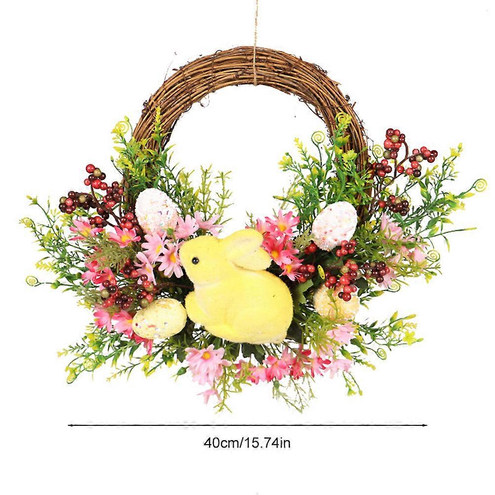 Simulation Easter Egg Bunny Wreath for Front Door Hanger Pendant Easter Decorations Simulation Garland