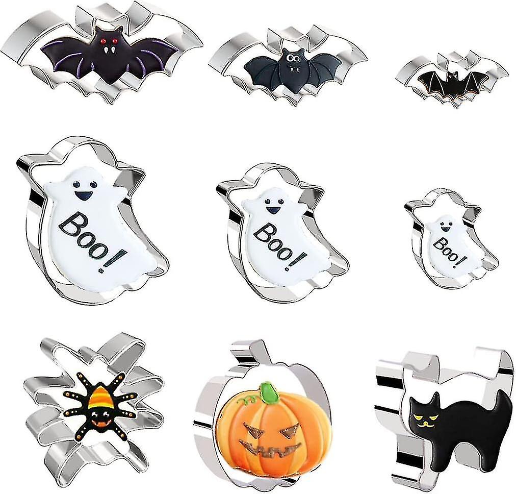 9pcs Halloween Cookie Cutters Set - Formas de acero inoxidable
