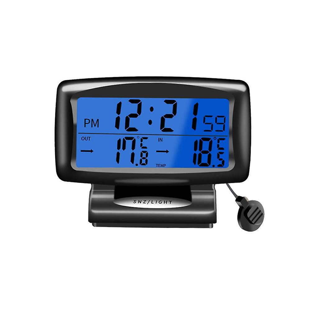Car Clock Thermometer 2 in 1 Digital Clock & Temperature Meter with Backlit LCD Display 12H24H