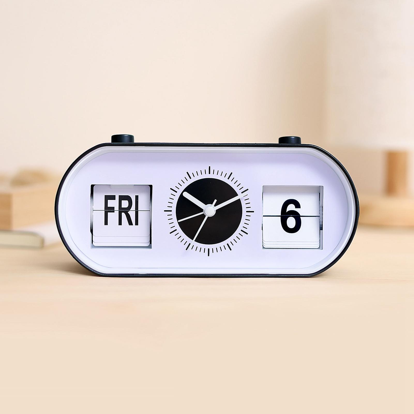 Manual Flip Alarm Clock Simple Silent Modern Calendar Function Desktop Alarm Clock for Home Decoration 