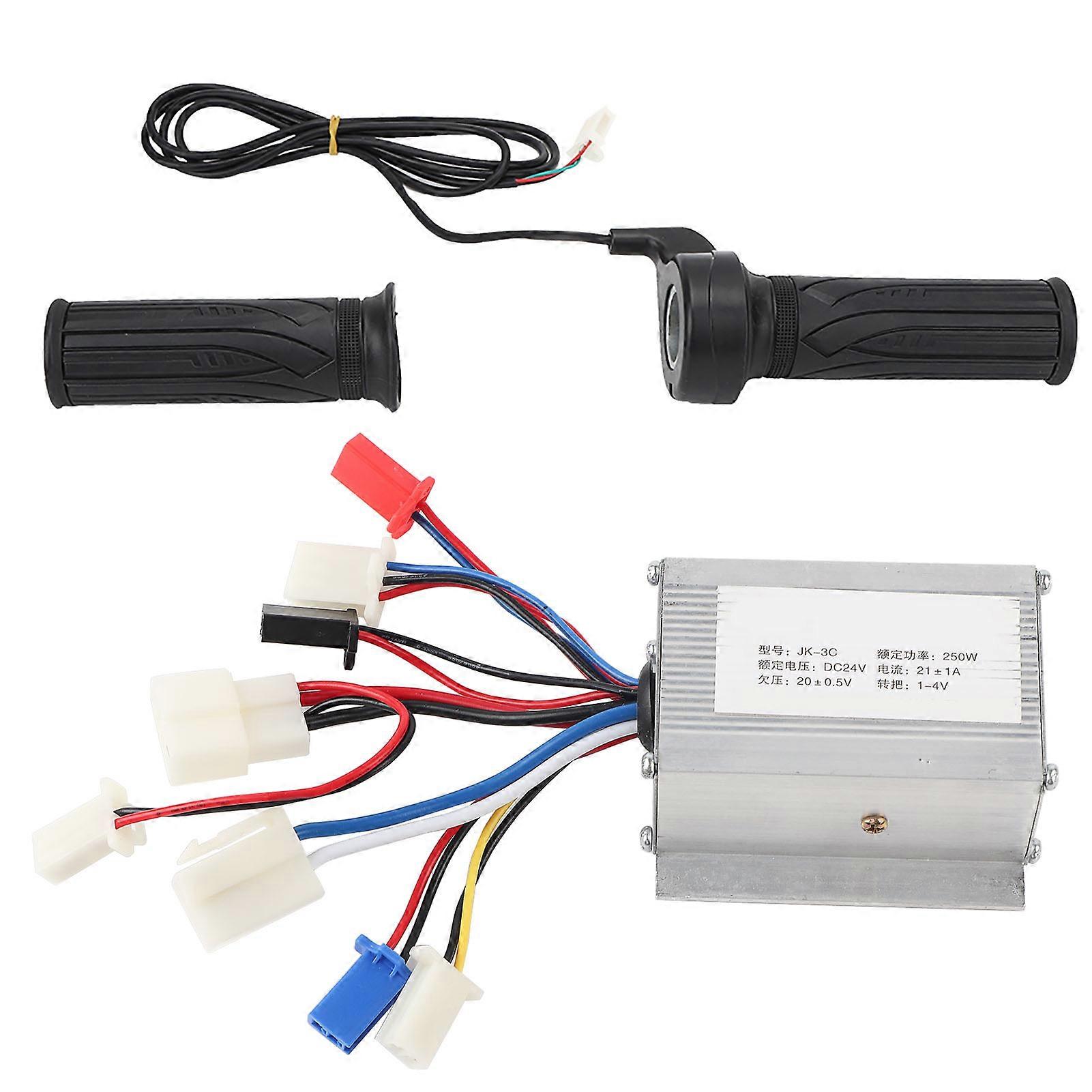24V 250W Brushed Electric Bike Controller & Long Line Universal Throttle Grip