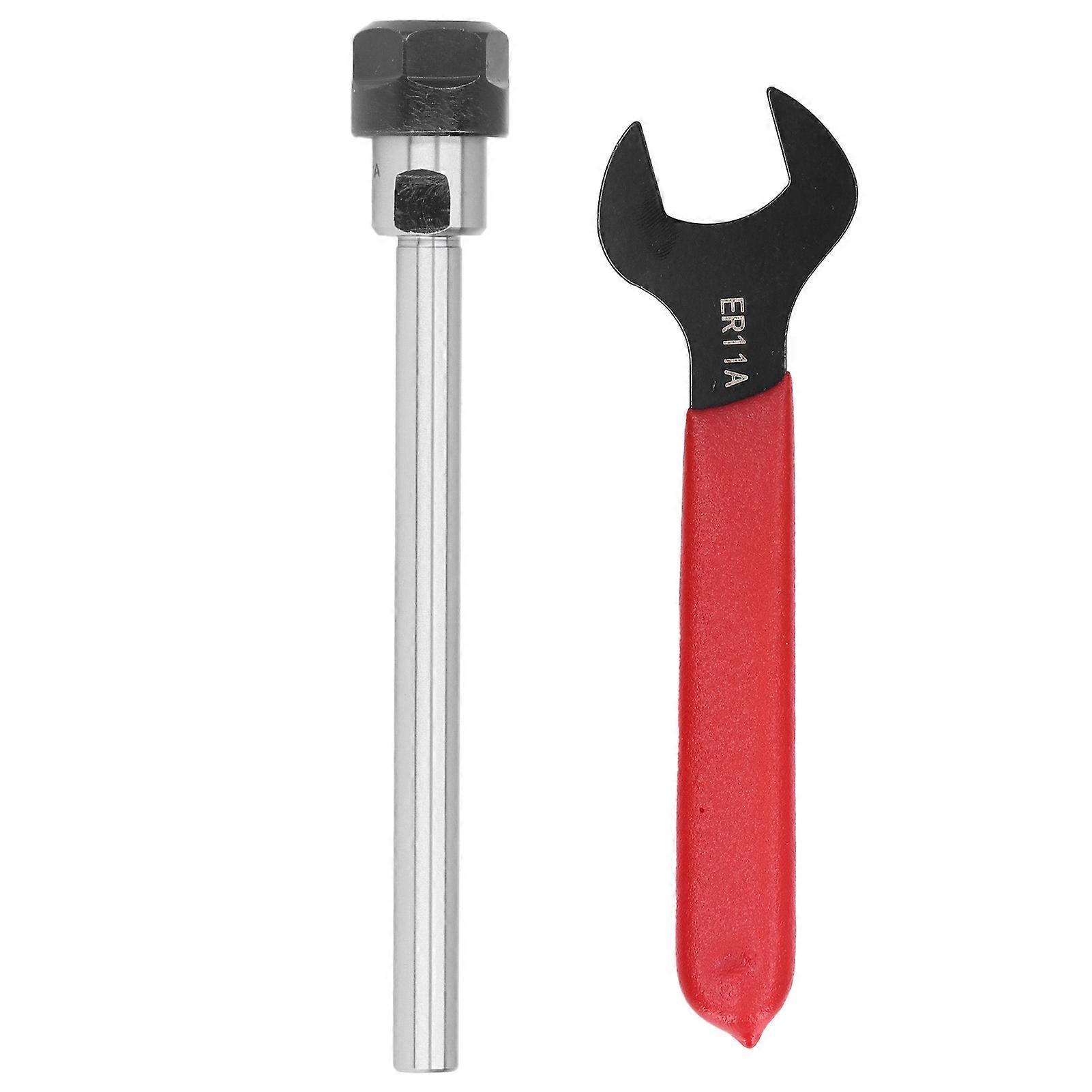 Straight Shank Extension Rod ER11 Collet Tool Holder with Wrench for Lathe Machine Processing