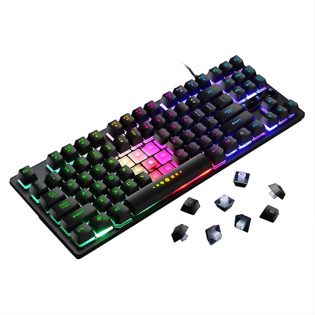 Mechanical Gaming Keyboard Wired 87 Keys Rgb Backlit For Pc Loptap