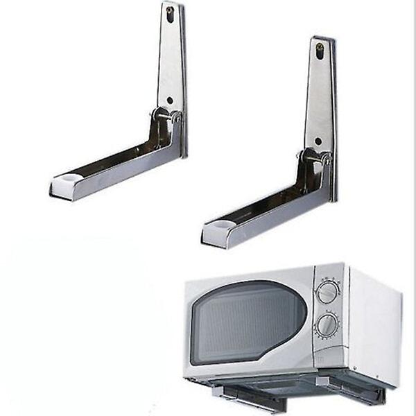 2Pcs Stainless Steel Foldable Microwave Oven Shelf Wall Mount Bracket Stand Support Holder