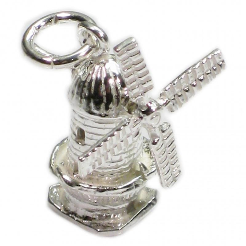 Windmill Sterling Silver Charm .925 X 1 Wind Mill Windmills Charms